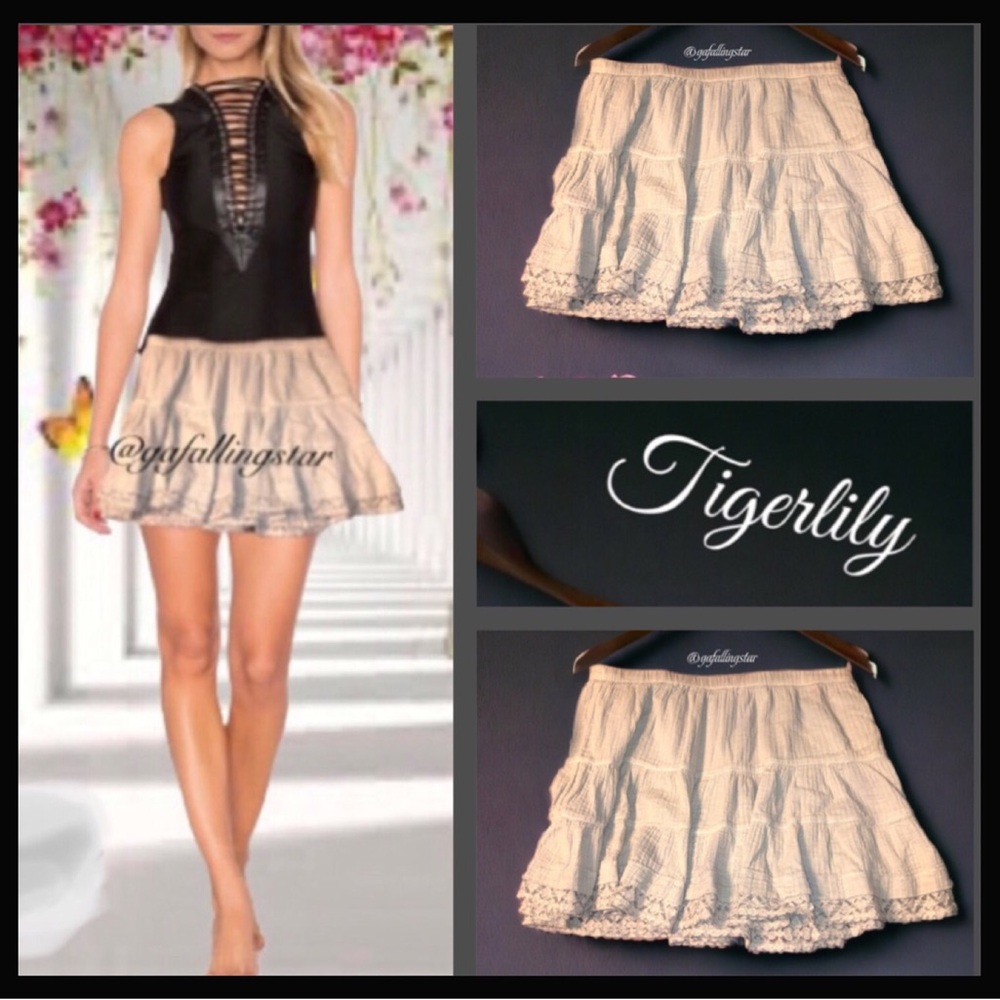 Tigerlily Lace Trimmed Ruffle Cottagecore Skirt